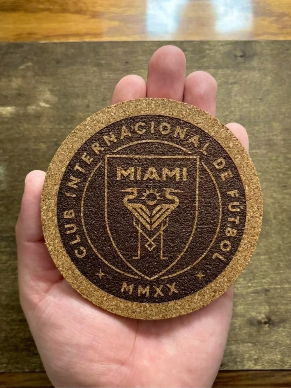 Inter Miami CF Logo Laser Engraved Cork Coaster